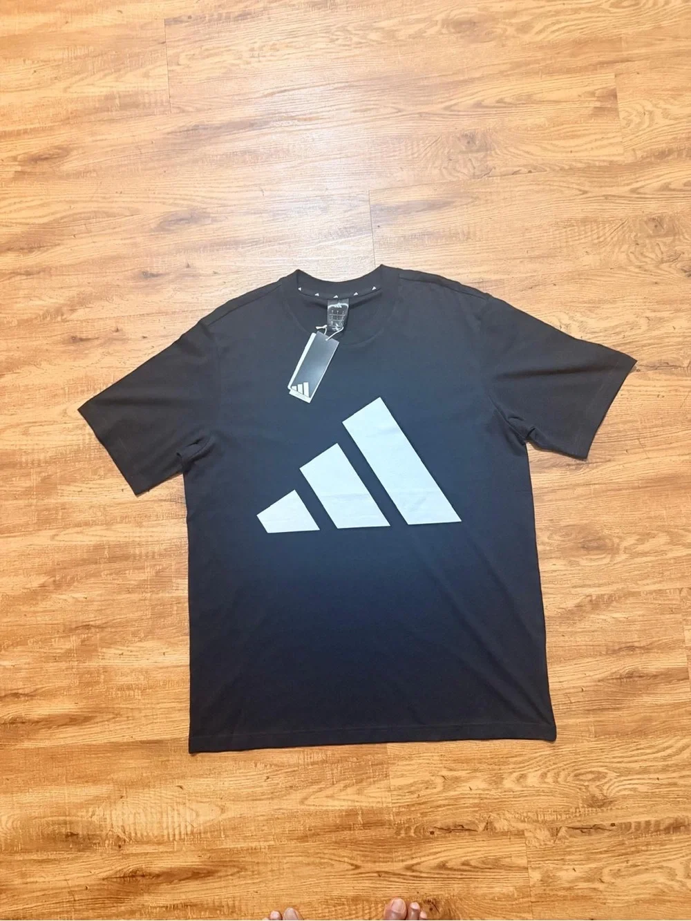 adidas Black Short-Sleeve Tee with Large Gray Logo
